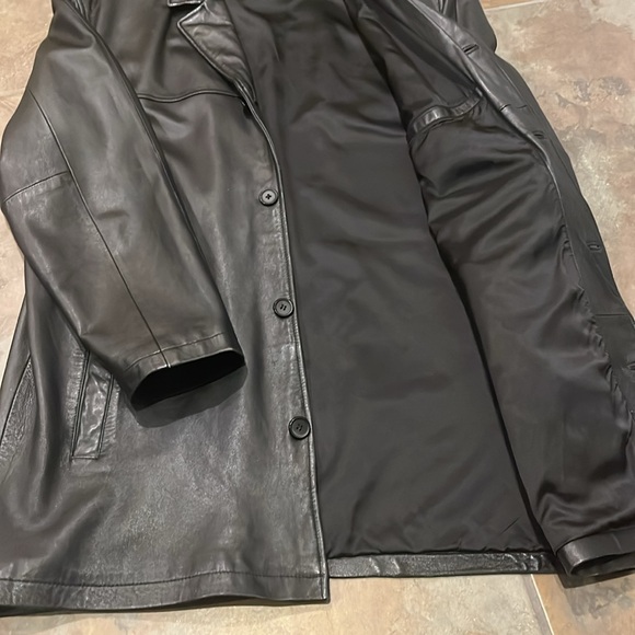 Vintage 90s mossimo long leather coat men’s size large genuine leather - Picture 5 of 14